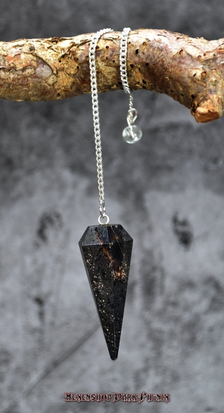 Hexenshop Dark Phönix Hämatit Pendel geschliffen facettiert